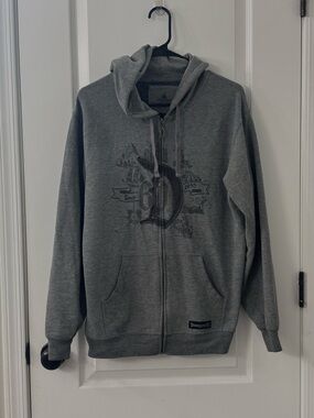 Disney Men's Gray Full-Zip Hooded Sweatshirt with Subtle Logo